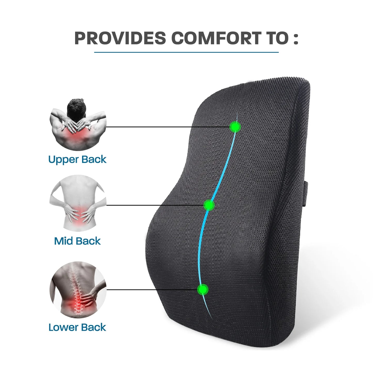 Adline Comfort Lumbar Support Memory Foam Backrest
