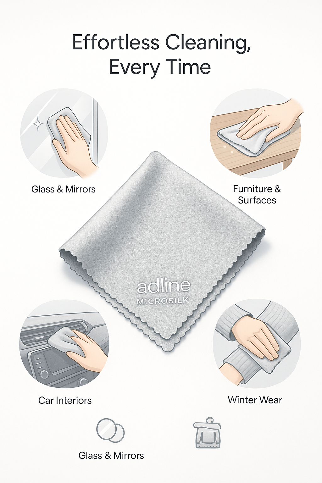 Adline MicroSilk Cleaning Cloth (Pack of 5)