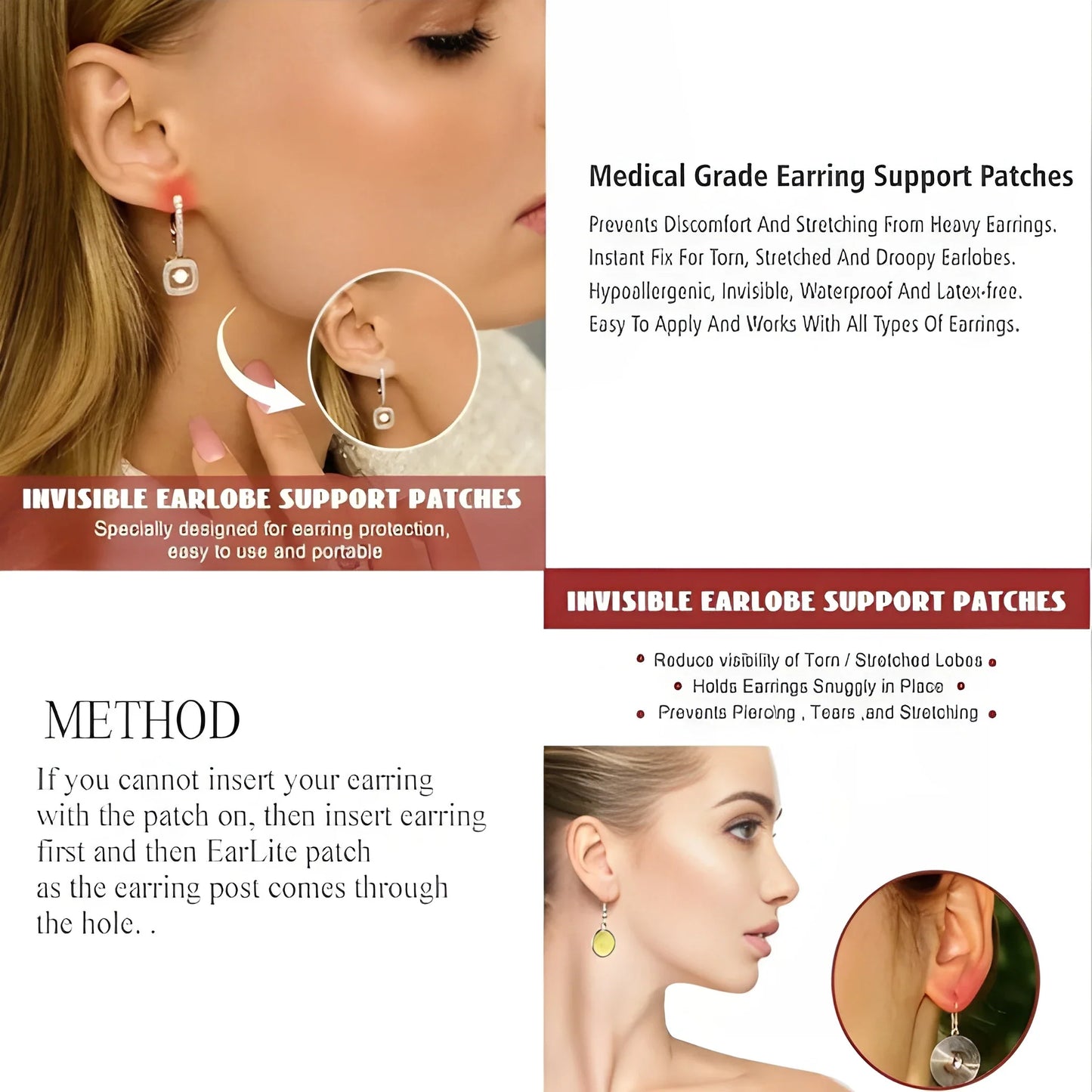 Premium Earlobe Support Patches (100 PCS)